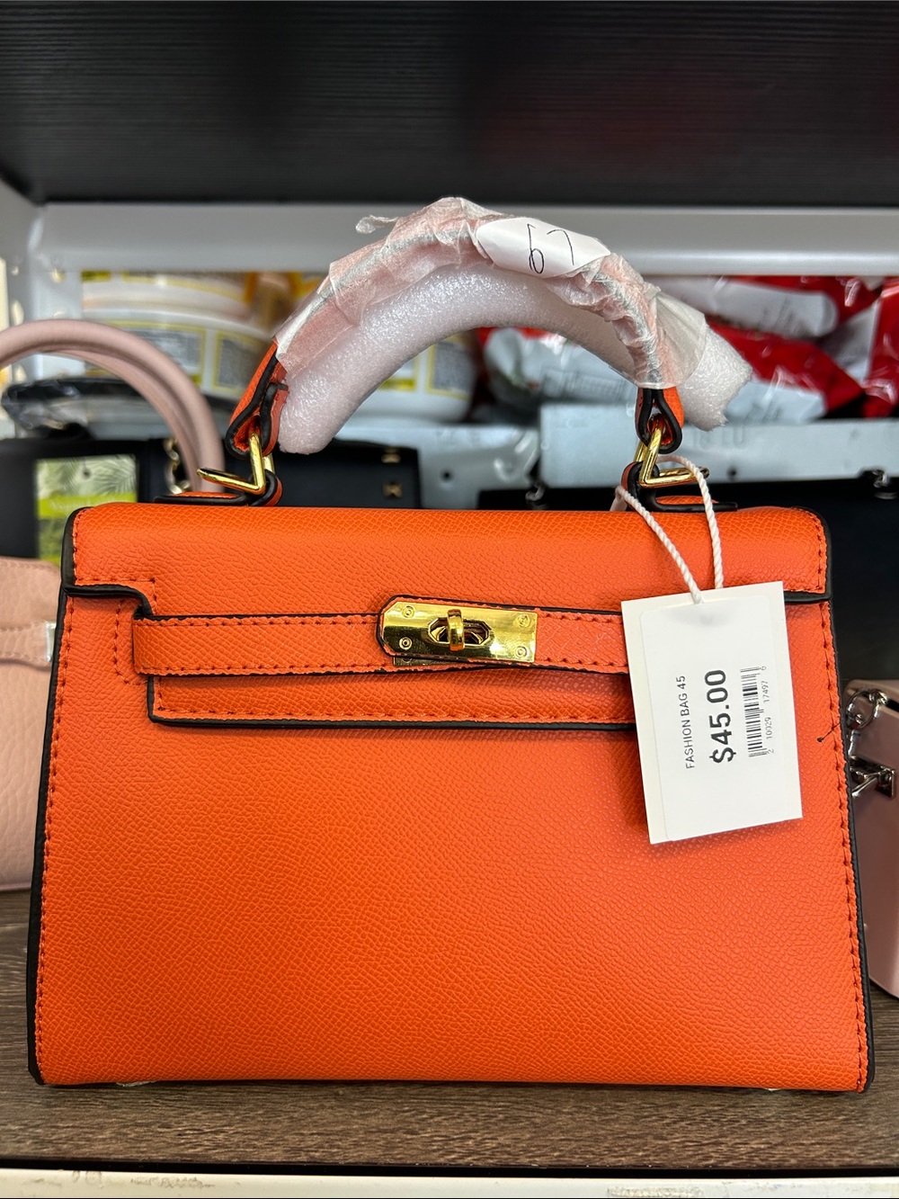 Orange Top-Handle Satchel Handbag